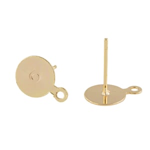 4pcs 14k Gold Plated Earring Coin For Glue On Stud Findings Earrings stud findings earring findings- 8mm