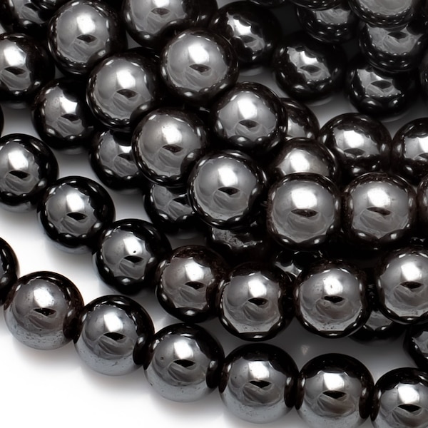 HÉMATITE Perles d'hématite grises Perles rondes lisses AAA 2mm 3mm 4mm 6mm 8mm 10mm 12mm 15.5" Brin