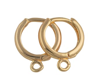 4 pcs 14k GF Hoop huggie one touch w/ open link Lever Hoop earring making, 12mm, 14mm Earring Charm Making Findings Huggies