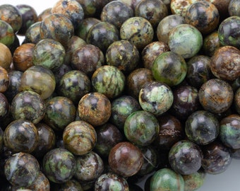 Natural Green Flower Opal 8mm - Full 15.5 Inch Strand-  AAA Quality  Smooth Gemstone Beads