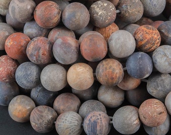 Natural Fossil Coral Matte Beads 6mm 8mm 9mm 10mm 12mm Round Beads 15.5" Strand Gemstone Beads