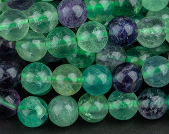 Natural Rainbow Fluorite Beads  4mm, 6mm, 8mm, 12mm, or 14mm  Full Strand 15.5 Inch,  Smooth Gemstone Beads