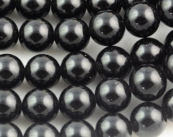 Natural Black Obsidian Smooth Beads 4mm 6mm 8mm 10mm AAA High Quality 15.5" Strand Gemstone Beads