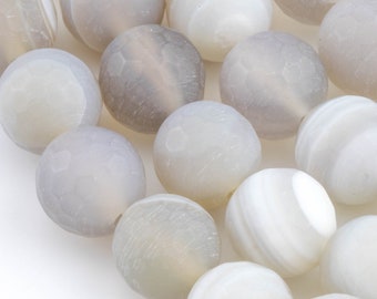 Natural Matte Faceted Banded Agate, High Quality in Matte Faceted Round, 6-10mm Gemstone Beads