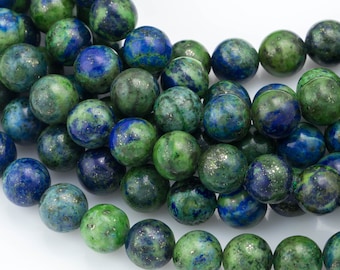 Natural  Malachite Azurite Beads Grade AAA  Round 4mm, 6mm, 8mm, 10mm, 12mm, 14mm- Full 15.5 Inch strand AAA Quality  Smooth Gemstone Beads