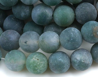 Natural Moss Grass Agate, High Quality in Matt Round- 4mm, 6mm, 8mm, 10mm, 12mm, 14mm- Full 16 inch strand AAA Quality Gemstone Beads