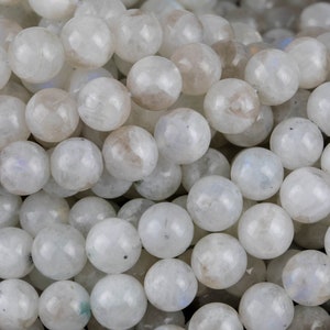 Natural Moonstone Beads Smooth 3mm 4mm 5mm 6mm 7mm 8mm Rainbow Moonstone Gemstone Loose Beads 15.5" - 16" full strands AAA Quality  Smooth