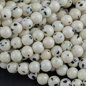 Jaspe blanco moteado redondo, 4 mm, 6 mm, 8 mm, 10 mm, 12 mm - Tira completa de 15,5 pulgadas - Precio de mayorista Calidad AAA Liso