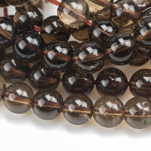 Natural Smokey Quartz beads,  Round, Full Strand, 4mm, 6mm, 10mm, or 12mm beads Smooth