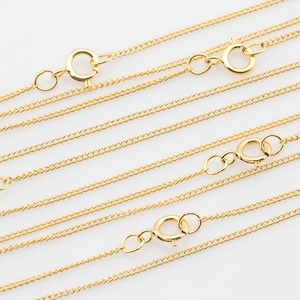 14 kt Gold Filled Tight Curb Necklace- 14/20 Gold Filled- USA Made - Assorted Length- Read to Wear- 1mm Permanent Jewelry Chain