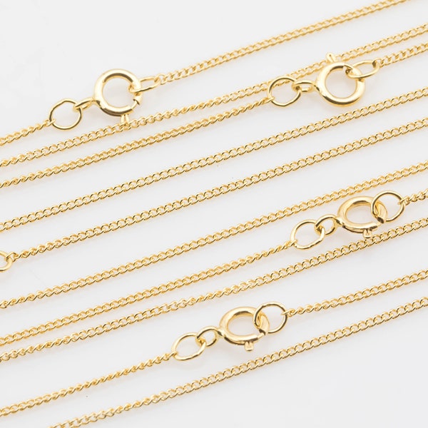 14 kt Gold Filled Tight Curb Necklace- 14/20 Gold Filled- USA Made - Assorted Length- Read to Wear- 1mm