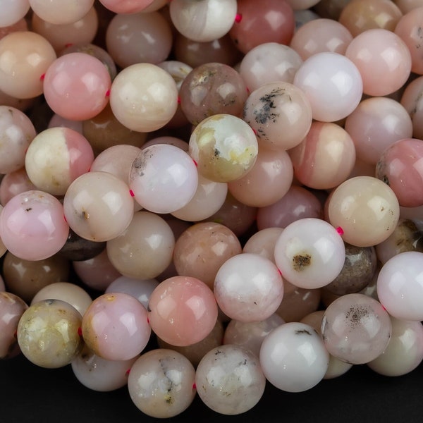 Natural AUSTRALIAN PINK OPAL Beads -   Round - 6mm 8mm 10mm or 12mm - Full 15.5" 15.5 inch strands  Smooth Gemstone Beads