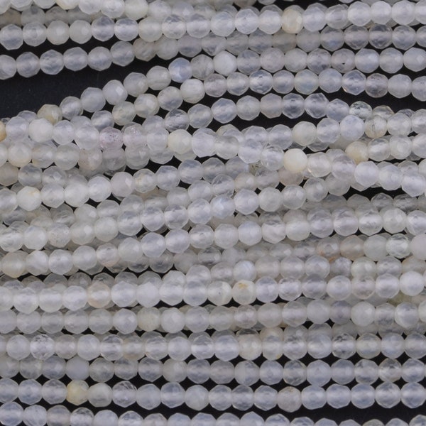 Natural Moonstone Full Strands-15.5 inches-2mm-  Nice Size Hole-  Diamond Cutting, High Facets-Nice and Sparkly-Faceted Round