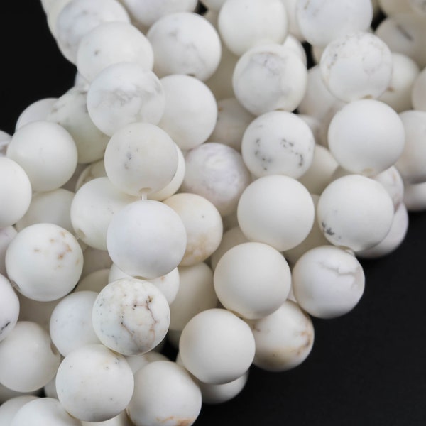 Natural WHITE Turquoise MATTE FINISHED-- Round-- All sizes, 4mm, 6mm, 8mm, 10mm, 12mm. Full Strand- Wholesale bulk or Single Strand!