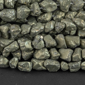 Pépites de pyrite naturelle - Fil de 16 pouces - Prix de gros - Qualité AAA - Fil complet de 16 pouces - Perles de pierres précieuses de 5-6 mm