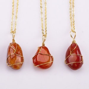 Carnelian Necklace Pendant Handwrapped in USA Healing Crystal Chakra Stone Carnelian Necklace Carnelian Jewelry Pre-charged
