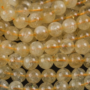 Natural CITRINE  Round 6mm, 8mm, 10mm- Full Strand 15.5 Inches Long A Quality  Smooth Gemstone Beads