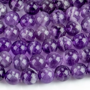 Natural AMETHYST Chevron Beads  Gemstone Beads AA+ Grade -  Round 6mm, 8mm, 10mm-Full Strand 15.5 inch Strand  Smooth