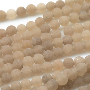 Contas redondas de jade bege fosco 6 mm 8 mm 10 mm - individuais ou em grandes quantidades - 15,5&quot; qualidade AAA