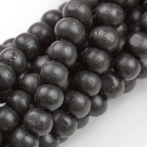 Natural Black Kaya Wood Off Round Shaped Beads with 2mm Holes - Sold by 15.5&quot; Strands AAA Quality Gemstone Beads