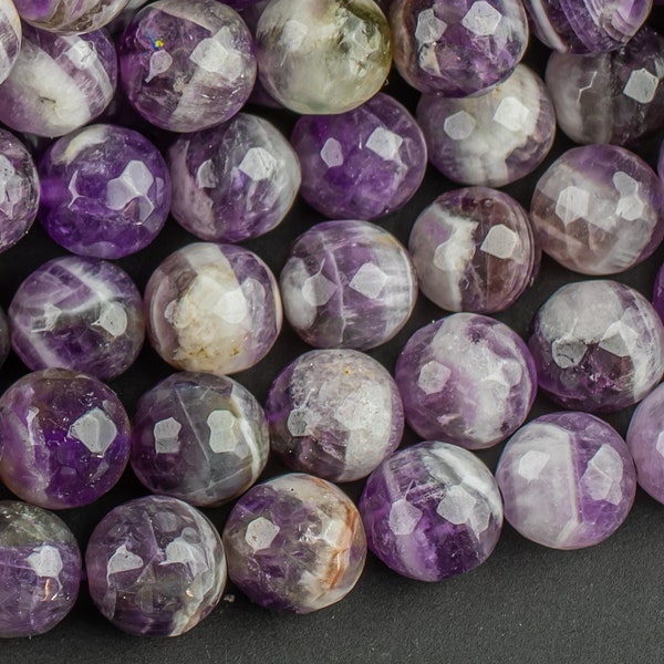 Natural Amethyst Beads, High Quality in Faceted Round, 4mm, 6mm, 8mm, 10mm, 12mm.-Full Strand 15.5 inch Strand AAA Quality Gemstone Beads