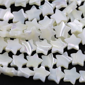 Perles en nacre blanche irisée en nacre, étoiles, 6 mm à 12 mm, rang 15,5 po. image 1