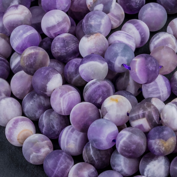 Natural Matte Cape Banded Amethyst Beads, High Quality in Matt Round, 4mm, 6mm, 8mm, 10mm, 12mm- Full 15.5 Inch strand Gemstone Beads