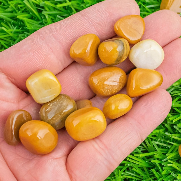 1 pc Natural Yellow Jade Medium Tumbled Stone- .5 inch-1 inch