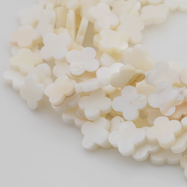 Natural Clover Shell Beads 13-14mm. A Quality 16  inch strand Gemstone Beads