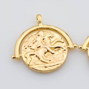 2pcs 14k Gold  Ancient coin charms Dainty Greek Roman charms, Olympus charms Caesar pendant, Caesar charms, Necklace Bracelet-14mm