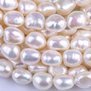 7-8mm, 8-9mm, 9-10mm  Flat Potato Nugget Pearl A Quality Round Freshwater Pearl