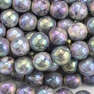 Natural Larvikite Marble Labradorite AB facetted Round 4mm, 6mm, 8mm, 10mm, 12mm, 14mm- Wholesale Bulk or Single Strand! Gemstone Beads