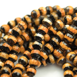 Dzi Beads Orange Einzelband Facettierte Runde Perlen. A Qualität Full Strang 4 mm oder 6 mm.