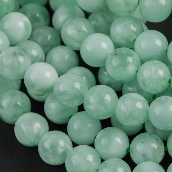 Natural Green Angelite Beads AAA Grade  Round - 6mm 8mm 10mm or 12mm - Full 15.5" 15.5 inch strands  Smooth Gemstone Beads