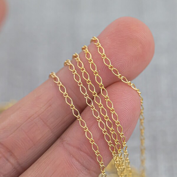 Diamond Gold Filled 2.4mm Marquise Long and Short Chain by the foot or 10 feet