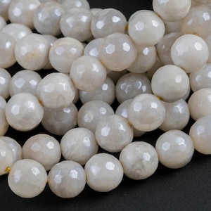 Natural Mystic White Silverite Agate, Faceted Round sizes 4mm, 6mm, 8mm, 10mm, 12mm-Full Strand 15.5 inch Strand AAA Quality AAA Quality