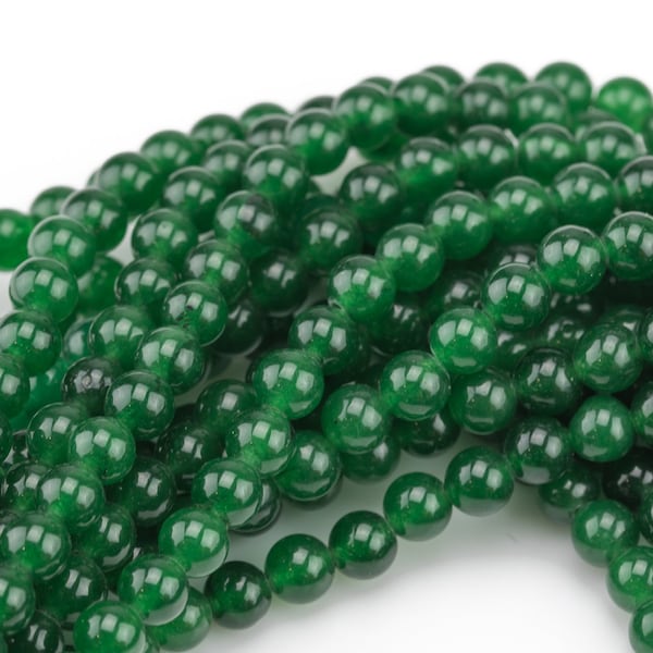 Green Jade, High Quality in Smooth Round- 6mm, 8mm, 10mm, 12mm   -Full Strand 15.5 inch Strand