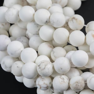 Natural White Turquiose Matte Round 6mm, 8mm, 10mm, 12mm-FuLL AAA Quality Gemstone Beads