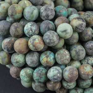 Matte African Turquoise Beads Grade AAA Turquiose Matt Round all sizes- 4mm, 6mm, 8mm, 10mm, 12mm, 14mm- In Full 15.5 Inch Long- All Sizes!!