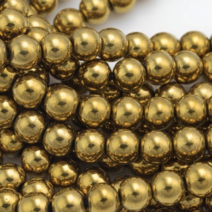 Gold Hematite Smooth Round Beads 2mm 3mm 4mm 6mm 8mm 10mm 12mm 15.5" Strand