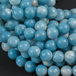 Natural Larimar Quartz- High Quality in  Round,-Full Strand 15.5 inch Strand,  6mm, 8mm, 10mm Beads AAA Quality AAA Quality  Smooth
