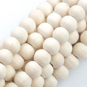 Natural Cream Colored Unfinished/Matt  Wooden Off Round Shaped Beads with 2mm Holes - Sold by 15.5" Strands Gemstone Beads
