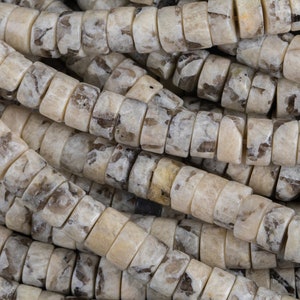 Natural Gray Spot Jasper Heishi Discs Beads 2x4mm 3x6mm 7 inches