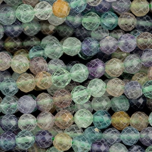Natural Rainbow Flouride Beads Full Strands-15.5 inches-4.5mm-  Nice Size Hole-  Diamond Cutting Facets- Nice and Sparkly- Faceted Round