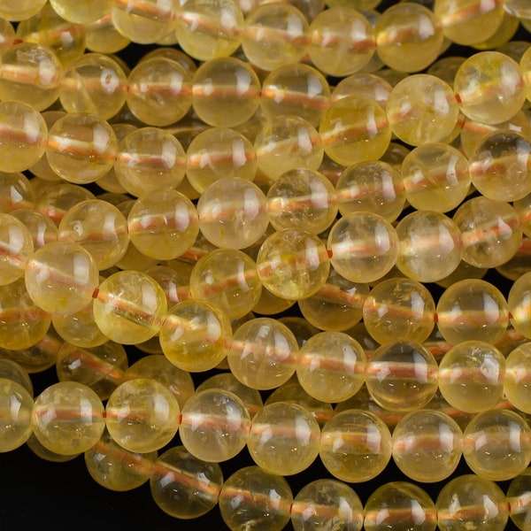 Natural Golden Brazilian Citrine Round 6mm, 8mm, 10mm- Full Strand 15.5 Inches Long A Quality  Smooth Gemstone Beads