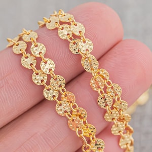 Seguin Disc Lined Finish- Gold Filled Chain by the Foot - USA Made - Perfect For Permanent Jewelry - Made in USA Permanent Jewelry Chain