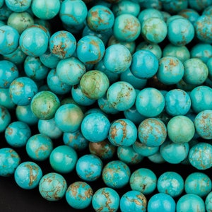 Turquoise  Round 6mm 8mm 10mm Full Strand 15.5-16" AAA Quality  Smooth Gemstone Beads