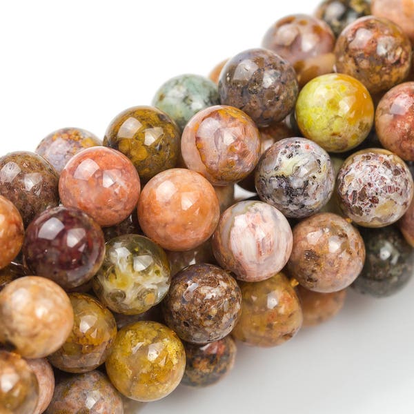 Natural Saddle Agate, High Quality in Smooth Round, 6mm, 8mm, 10mm, 12mm- Full 15.5 Inch Strand Gemstone Beads