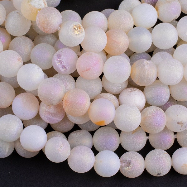 DRUZY AGATE Beads-- Mystic- 8mm, 10mm, 12mm. Full 15.5 inch strand AAA Quality