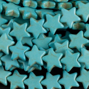 12mm Magnesite Turquoise Small Star - Full 15 Inch Strand Gemstone Beads